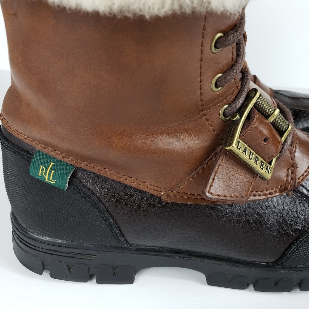 Ralph Lauren Quinta Leather Fur Lined Duck Boots - Picture 6 of 8